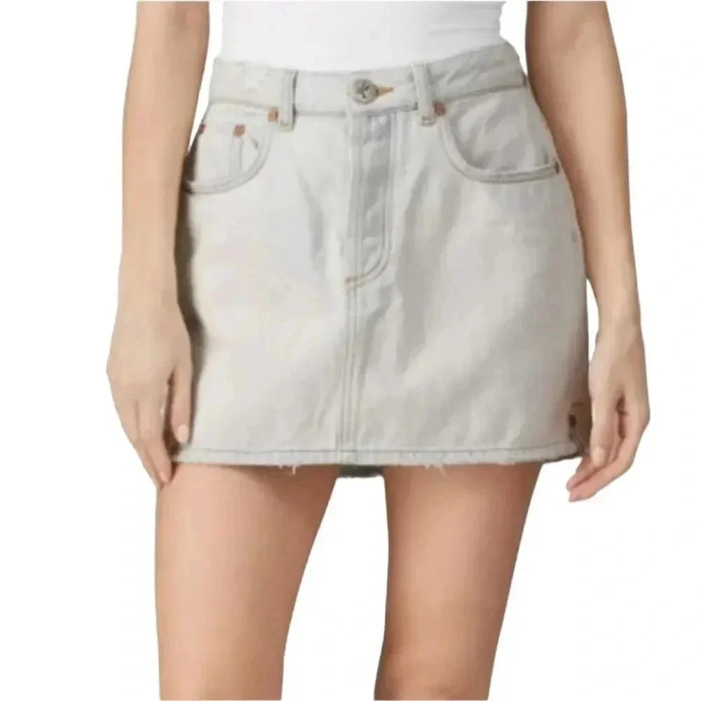 One teaspoon Brando 2020 Mini Denim Jean Skirt Light Blue Cotton High Waist 29